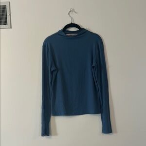 Blue Long Sleeve Ribbed Top